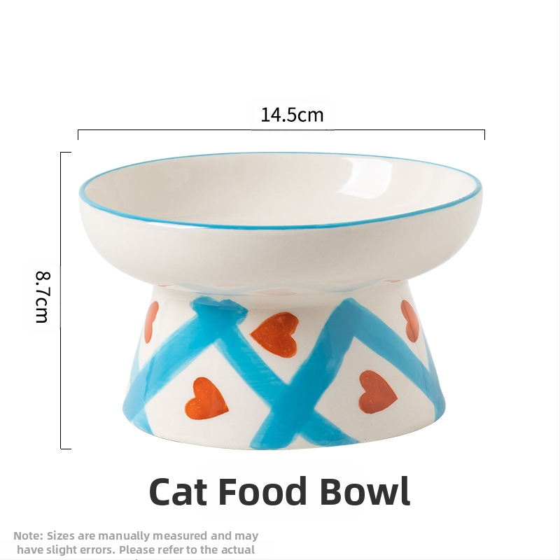 Slatka keramička zdjela za mačke u stilu Ins, visoka zaštita za vrat, kosa usta, zdjela za hranu za pse, zdjela za piće, zdjela za rižu za kućne ljubimce, otporna na udarce