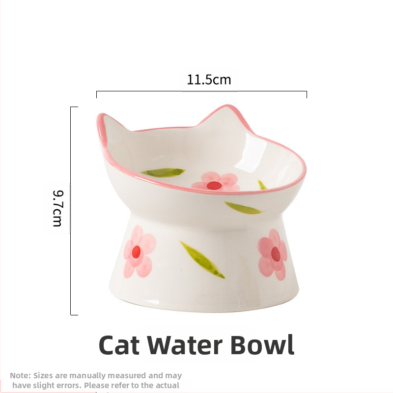 Slatka keramička zdjela za mačke u stilu Ins, visoka zaštita za vrat, kosa usta, zdjela za hranu za pse, zdjela za piće, zdjela za rižu za kućne ljubimce, otporna na udarce