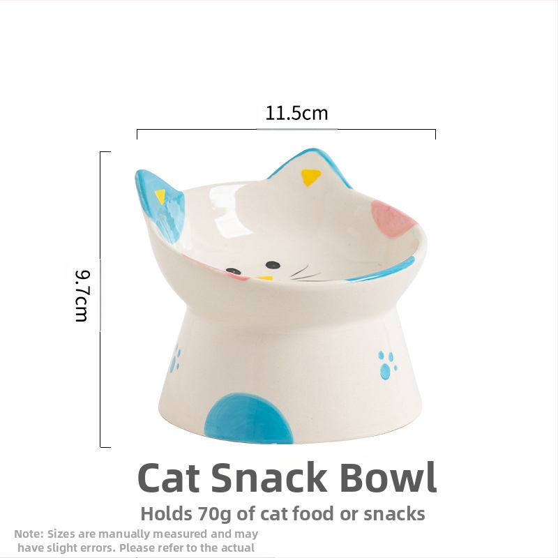 Slatka keramička zdjela za mačke u stilu Ins, visoka zaštita za vrat, kosa usta, zdjela za hranu za pse, zdjela za piće, zdjela za rižu za kućne ljubimce, otporna na udarce