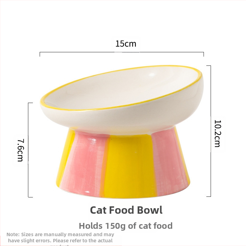Slatka keramička zdjela za mačke u stilu Ins, visoka zaštita za vrat, kosa usta, zdjela za hranu za pse, zdjela za piće, zdjela za rižu za kućne ljubimce, otporna na udarce