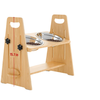 Τροφοδότης από μασίφ ξύλο, διασυνοριακή προστασία αυχενικής μοίρας, μπολ για κατοικίδια, μπολ γάτας με ρυθμιζόμενο ύψος, διπλό μπολ για σκύλους