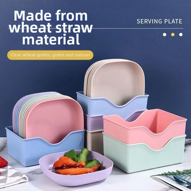 Чиния за плюене на кости, домакинска чиния с кости, чиния с кости, креативна пластмасова чиния, малка чиния с основа, маса за хранене в японски стил, пшенична сламка