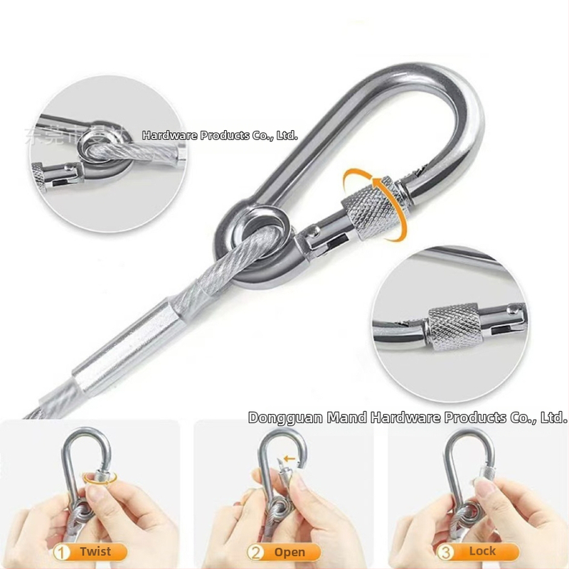 Гумено покрито дебело стоманено въже за теглене на домашни любимци с катарама за кучета с гайка, устойчивост на ухапване