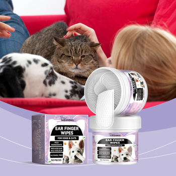 Yegbong lemmikloomade kõrvahooldussõrmelapid lemmikloomadele, kassidele ja koertele, õrnad puhastus- ja kõrvavaiguga kõrvahoolduslapid