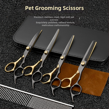Ножици за кучета за красота за домашни любимци, инструмент за стригане, специален комплект за подстригване на косми, извити ножици за кучешка коса, артефакт за стригане на плюшени мечета