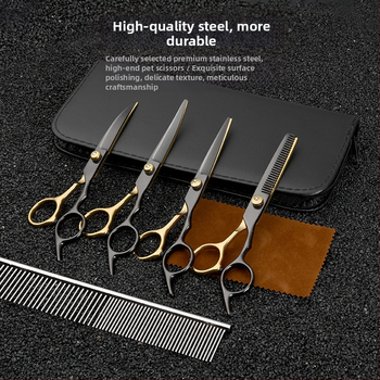 Ножици за кучета за красота за домашни любимци, инструмент за стригане, специален комплект за подстригване на косми, извити ножици за кучешка коса, артефакт за стригане на плюшени мечета
