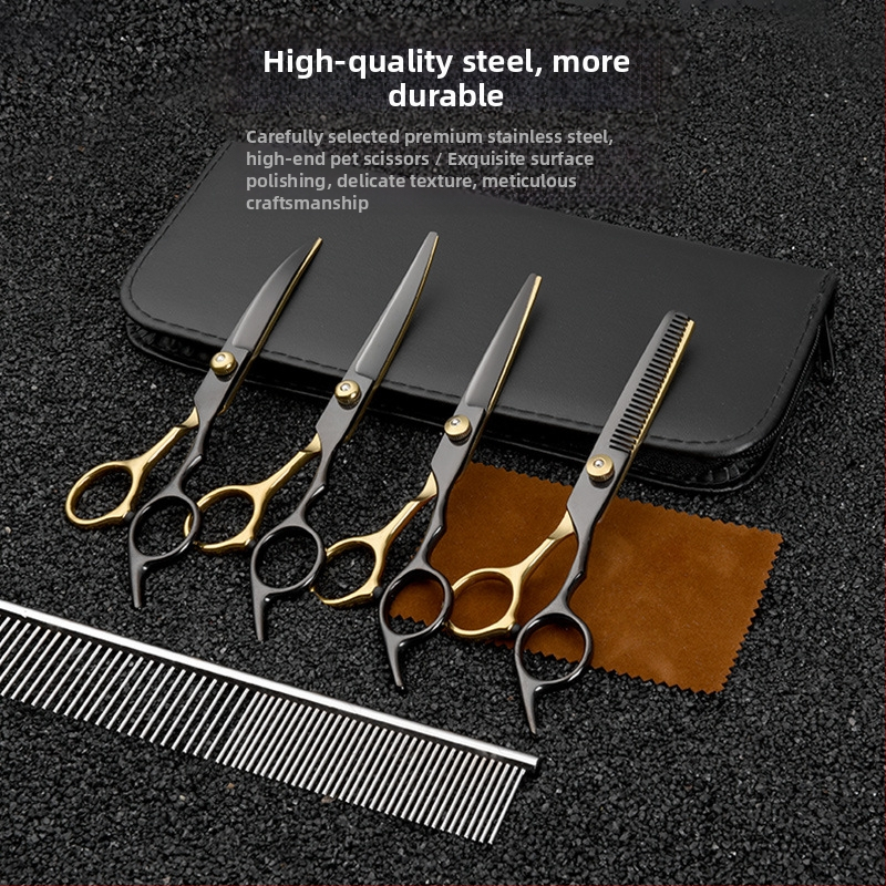 Ножици за кучета за красота за домашни любимци, инструмент за стригане, специален комплект за подстригване на косми, извити ножици за кучешка коса, артефакт за стригане на плюшени мечета