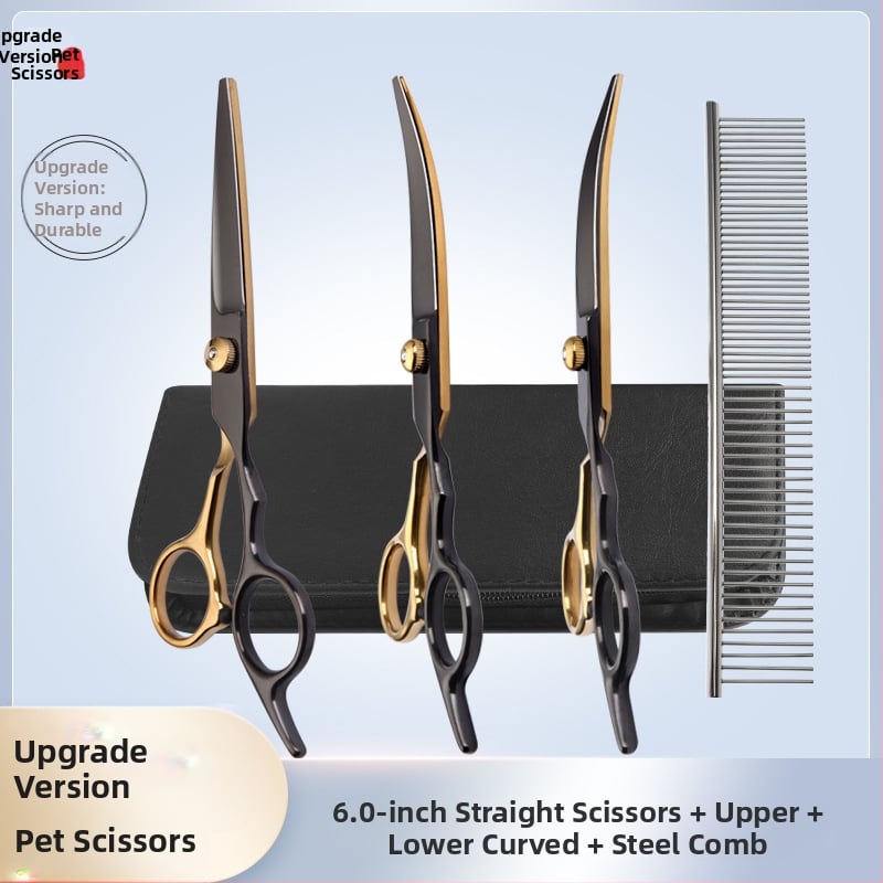 Ножици за кучета за красота за домашни любимци, инструмент за стригане, специален комплект за подстригване на косми, извити ножици за кучешка коса, артефакт за стригане на плюшени мечета