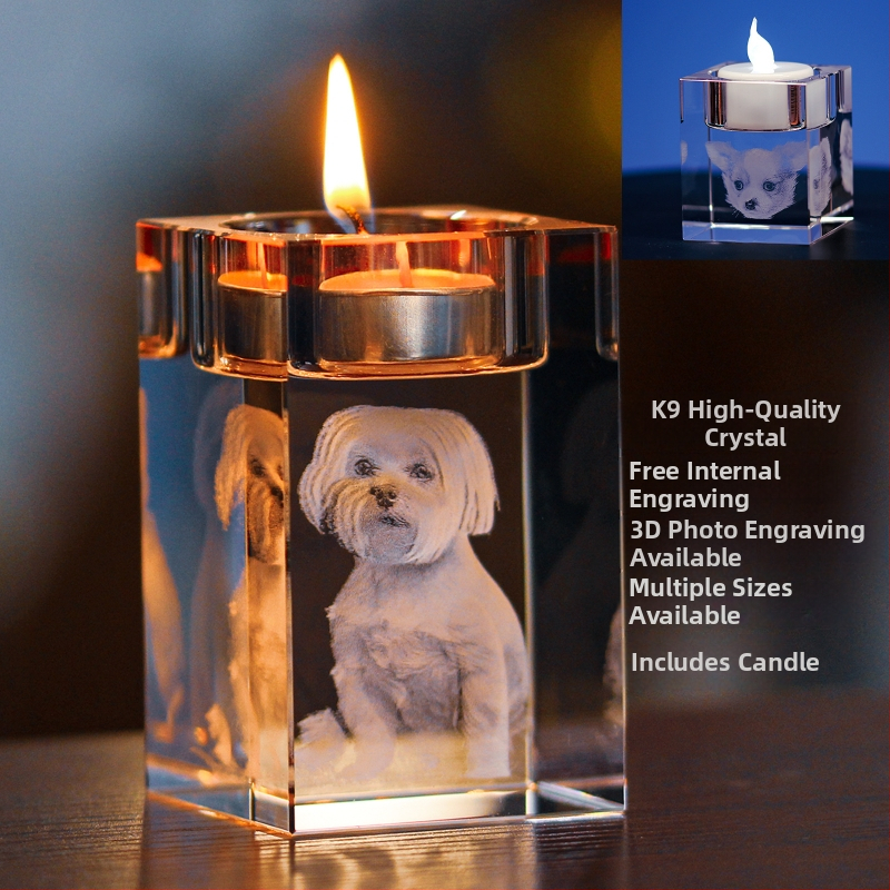 Кристални свещници за двойки домашни любимци, спомен за снимка на свещи, аранжировка за вечеря в скандинавски стил, романтични орнаменти за хол