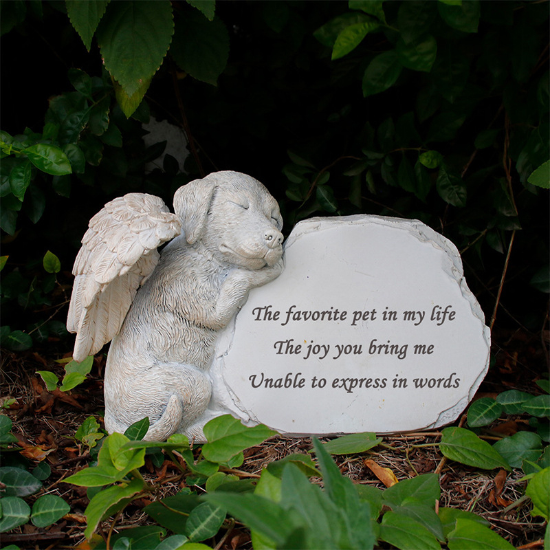 „Amazon“ graviruojamas alpinariumo angelas, šuniukas, kūrybingas naminis gyvūnėlis, katė, šuo, antkapis, sodo kiemas, dervos statula, papuošalai