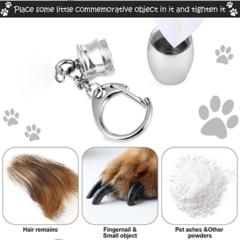 Avatud tuhakirstu ripats, pleekimatu võtmehoidja, mälestuseks sugulastele ja armukestele lemmikloomade kirjaga tuhakirstu ripats