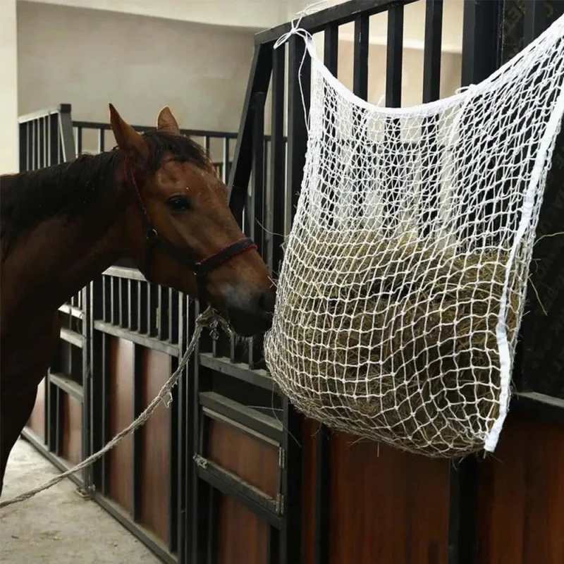 Határokon átnyúló lófű etetőzsák, nagy kapacitású, függő etetőzsák, szőtt hálós szénaetetőháló, lovas kellékek