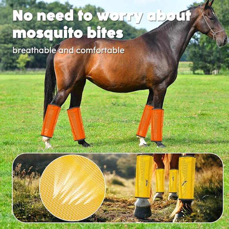 Gamintojo paruošti arklio tinklelio batai nuo musių, apsaugantys nuo uodų įkandimų, paplūdimio tinklelio arklio tamprės (4 dalių rinkinys)