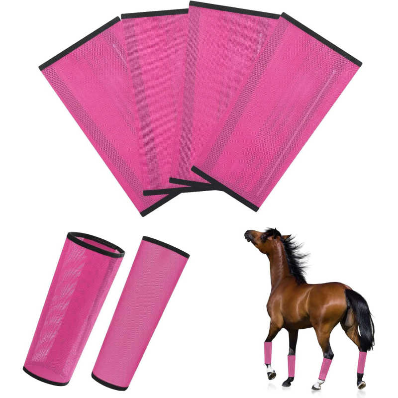 Gamintojo paruošti arklio tinklelio batai nuo musių, apsaugantys nuo uodų įkandimų, paplūdimio tinklelio arklio tamprės (4 dalių rinkinys)