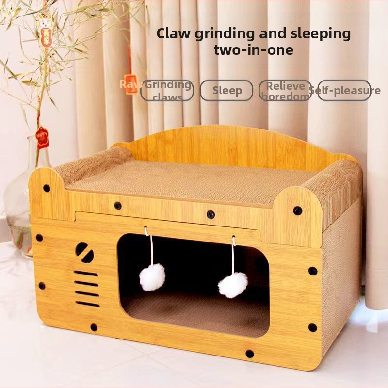 Macskakaparó tábla, kopásálló macskafészek, függőleges karomkanapé, hullámpapír, négy évszakos univerzális játék macskaház villa