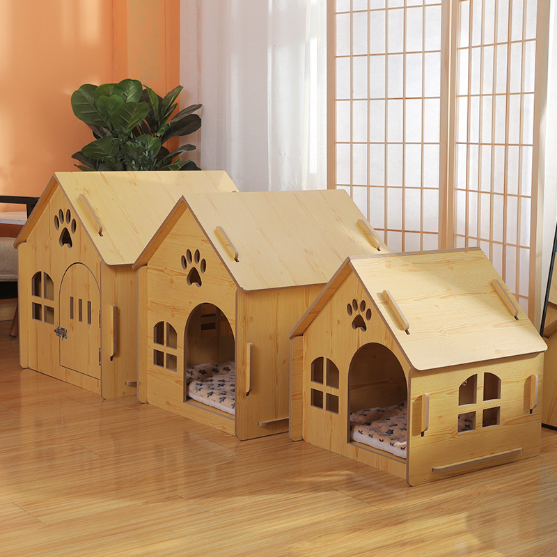 Drveni krevet za kućne ljubimce, mačje gnijezdo od punog drva, krevet za mačke četiri godišnja doba, univerzalni krevet za male pse, oprema za kućne ljubimce preko granice, ekskluzivno