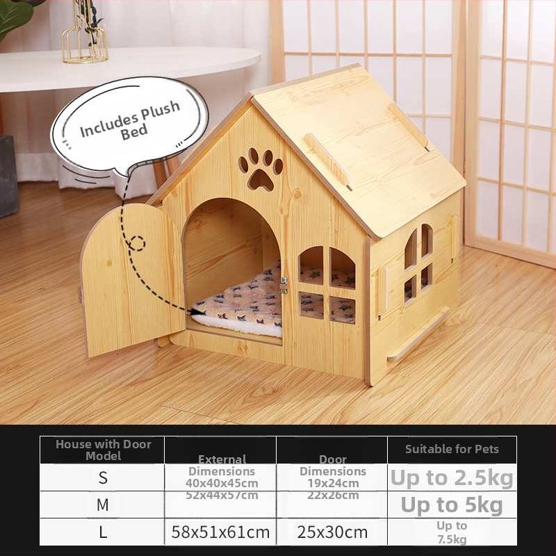 Drveni krevet za kućne ljubimce, mačje gnijezdo od punog drva, krevet za mačke četiri godišnja doba, univerzalni krevet za male pse, oprema za kućne ljubimce preko granice, ekskluzivno