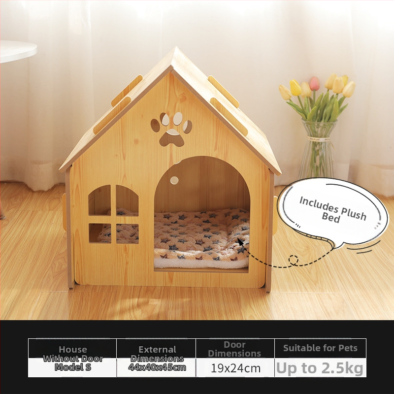 Drveni krevet za kućne ljubimce, mačje gnijezdo od punog drva, krevet za mačke četiri godišnja doba, univerzalni krevet za male pse, oprema za kućne ljubimce preko granice, ekskluzivno