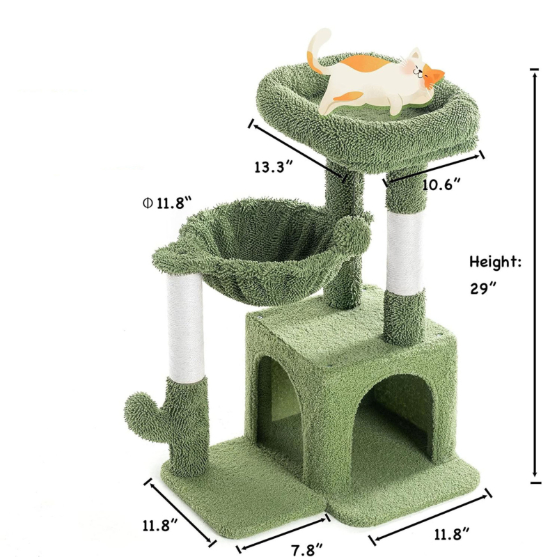 Rohelise Kassi Kaktuse kassi ronimisraam, kassipuu, kassipojale mõeldud mugav villa, sisalist kraapimispost