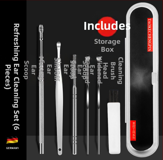 Kõrvakaevamise lusikakomplekt kõrvakaevamise artefakt professionaalne kõrvavaigu pandlaga kõrvakaevamise tööriist lastele ja täiskasvanutele