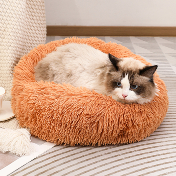 Плюшена котешка къщичка за кучета, удебелена есенно-зимна къщичка за домашни любимци, Amazon Explosions, подвижна и миеща се кръгла къщичка за спане на котки