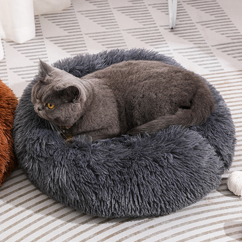 Плюшена котешка къщичка за кучета, удебелена есенно-зимна къщичка за домашни любимци, Amazon Explosions, подвижна и миеща се кръгла къщичка за спане на котки