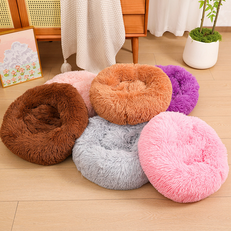 Плюшена котешка къщичка за кучета, удебелена есенно-зимна къщичка за домашни любимци, Amazon Explosions, подвижна и миеща се кръгла къщичка за спане на котки