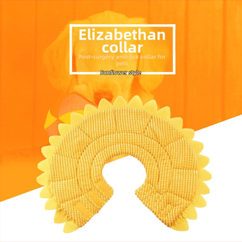 Napraforgó Erzsébet-korabeli nyakörv macskáknak és kutyáknak, karcolásgátló és harapás elleni fejfedő, puha macskanyakörv, szégyenkör