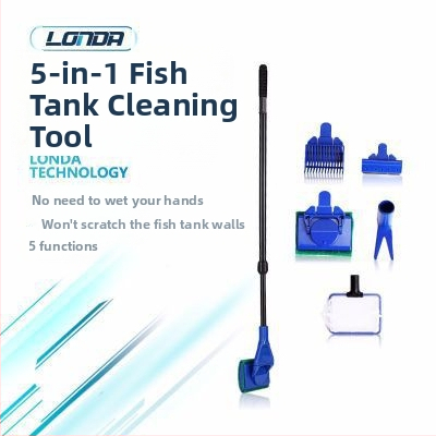 Londa extinsă acvariu rezervor de pește acvariu consumabile acvariu rezervor de pește amenajare a teritoriului instrument cinci-în-unu mâner lung fără colț mort perie de curățare