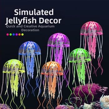 Akvārija akvārija simulācijas medūzas/akvārija ainavu dekorēšanas komplekts, koraļļu ūdens zāle/peldoša fluorescējoša viltota medūza, vidēja izmēra