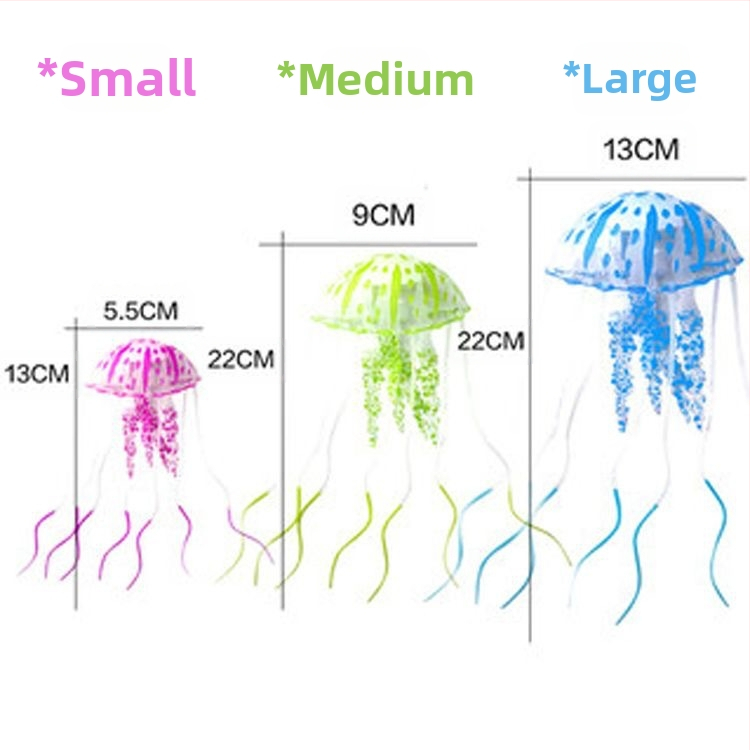 Симулация на аквариум, медуза/аквариум, декорация на ландшафта, коралова водна трева/плаваща флуоресцентна фалшива медуза със среден размер