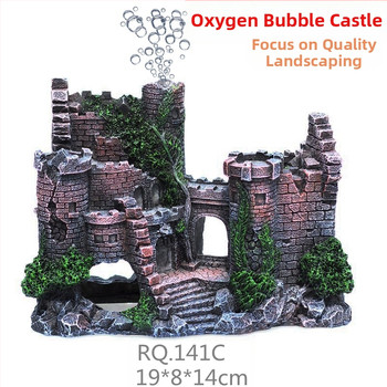Ruiqi akvārijs Radoša zivju tvertne Ainavas pils Simulācija Durvju Arka Zivju un garneļu Ceļojumu Bēgšanas Māja Sveķu Ainavas Pils