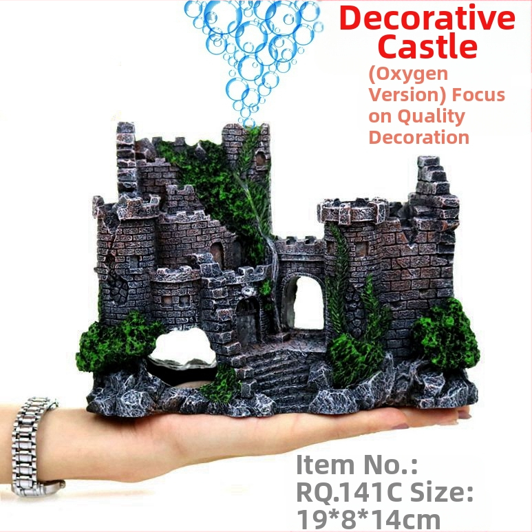 Ruiqi akvārijs Radoša zivju tvertne Ainavas pils Simulācija Durvju Arka Zivju un garneļu Ceļojumu Bēgšanas Māja Sveķu Ainavas Pils