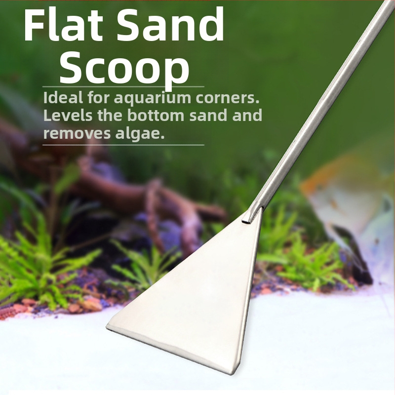 Perie de curățare a acvariului, instrumente acvatice, lopată plată din oțel inoxidabil, răzuitor de mușchi, îndepărtarea algelor acvatice, lopată pentru acvariu