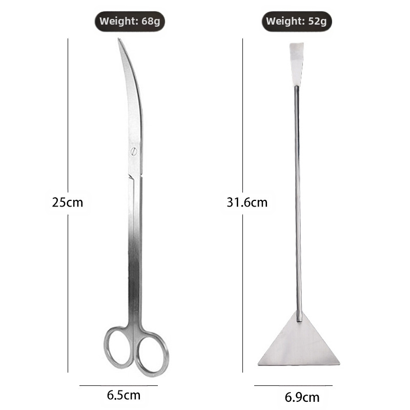 Perie de curățare a acvariului, instrumente acvatice, lopată plată din oțel inoxidabil, răzuitor de mușchi, îndepărtarea algelor acvatice, lopată pentru acvariu