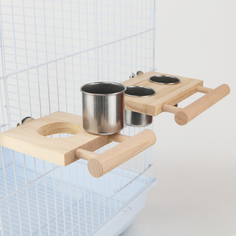 Nerūdijančio plieno maisto puodelis papūgų paukščių maisto dėžutė su lentyna, tiektuvas, paukščių puodelis, paukščių maisto bakas, paukščių bakas, maisto ieškojimo žaislai