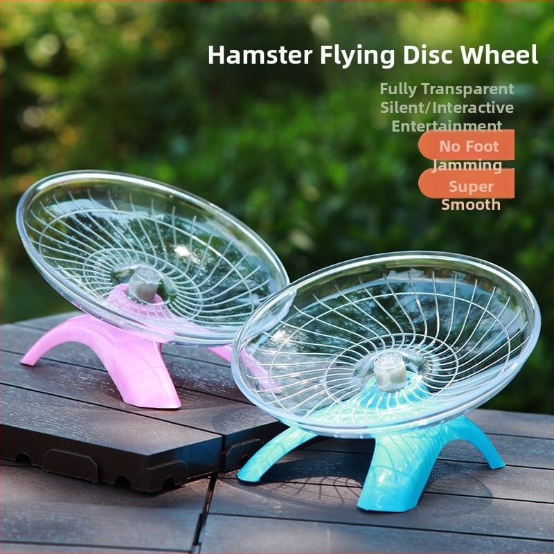 Hamsteri jooksukattega kuldkaru lendav taldrik jooksutarvikud läbipaistev jooksjamänguasi 18 cm suurune lemmikloomade vaikne jooksulint