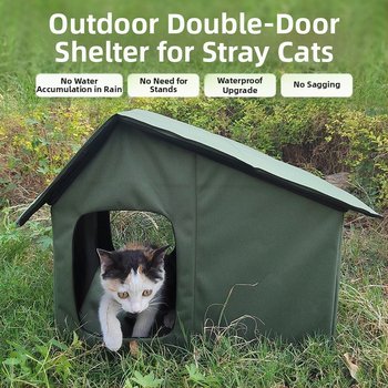 Vodootporna sklopiva kućica za mačke i pse, pogodna za sva godišnja doba, otporna na vjetar, topla, otporna na kišu, otporna na sunce, zelena, prijenosna, za vanjsku upotrebu