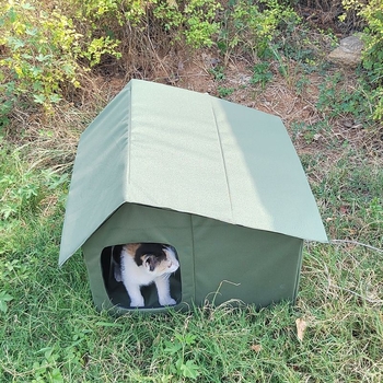 Αδιάβροχο πτυσσόμενο σπιτάκι για γάτες και σκύλους, κατάλληλο για όλες τις εποχές, αντιανεμικό, ζεστό, αδιάβροχο, αντηλιακό, πράσινο, φορητό, εξωτερικού χώρου