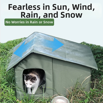 Αδιάβροχο πτυσσόμενο σπιτάκι για γάτες και σκύλους, κατάλληλο για όλες τις εποχές, αντιανεμικό, ζεστό, αδιάβροχο, αντηλιακό, πράσινο, φορητό, εξωτερικού χώρου