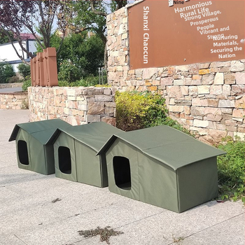 Αδιάβροχο πτυσσόμενο σπιτάκι για γάτες και σκύλους, κατάλληλο για όλες τις εποχές, αντιανεμικό, ζεστό, αδιάβροχο, αντηλιακό, πράσινο, φορητό, εξωτερικού χώρου