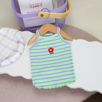 Дрехи за домашни любимци, пролетни и летни, нови дрехи за кучета, фабрика за търговия на едро с консумативи за домашни любимци, 24 трицветни райета, бродирана прашка