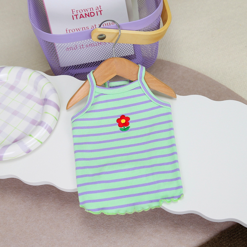 Дрехи за домашни любимци, пролетни и летни, нови дрехи за кучета, фабрика за търговия на едро с консумативи за домашни любимци, 24 трицветни райета, бродирана прашка