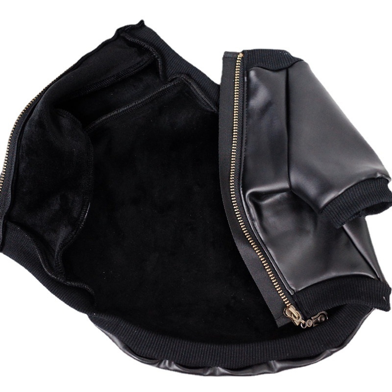 Νέα ρούχα για κατοικίδια για το φθινόπωρο και τον χειμώνα, συν βελούδινα ρούχα για σκύλους από δέρμα PU με φερμουάρ και ελαστικό φερμουάρ Fadou Schanery