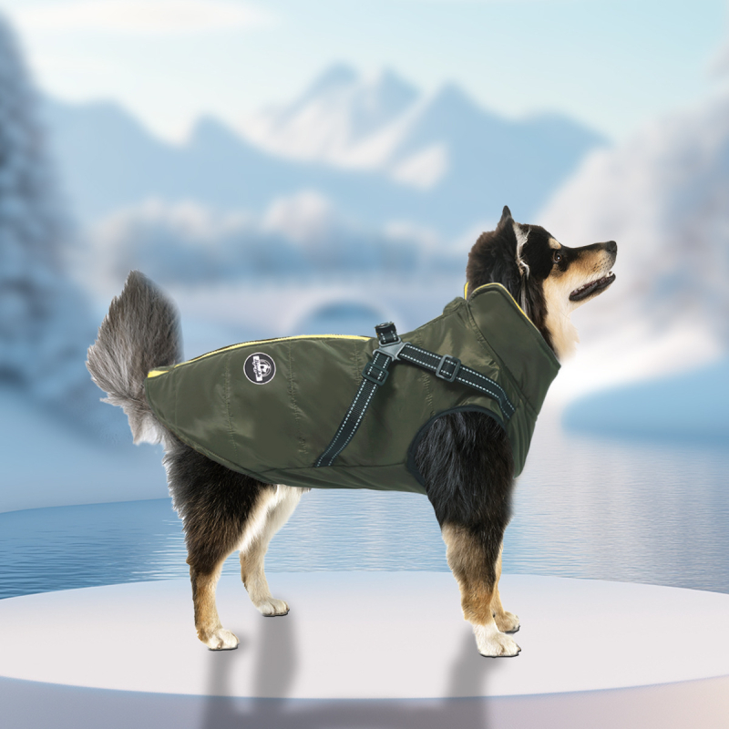 Prekogranična odjeća za pse s pamučnom podstavom za jesen i zimu, topla i hladnootporna odjeća za kućne ljubimce, zadebljana vodootporna jakna za pse s integriranom pamučnom podstavom za prsa i leđa, veleprodaja