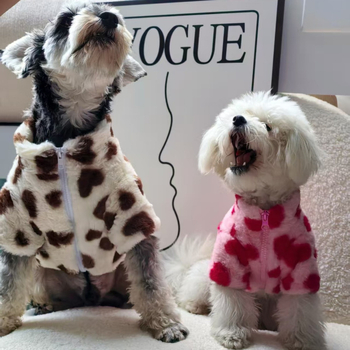 Haină de iarnă pentru câini, blană îngroșată, pentru câini de talie medie și mică, pentru pisici, Schanery VIP, haină caldă cu două picioare