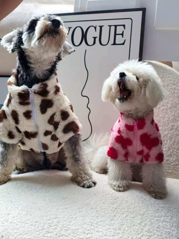 Haină de iarnă pentru câini, blană îngroșată, pentru câini de talie medie și mică, pentru pisici, Schanery VIP, haină caldă cu două picioare