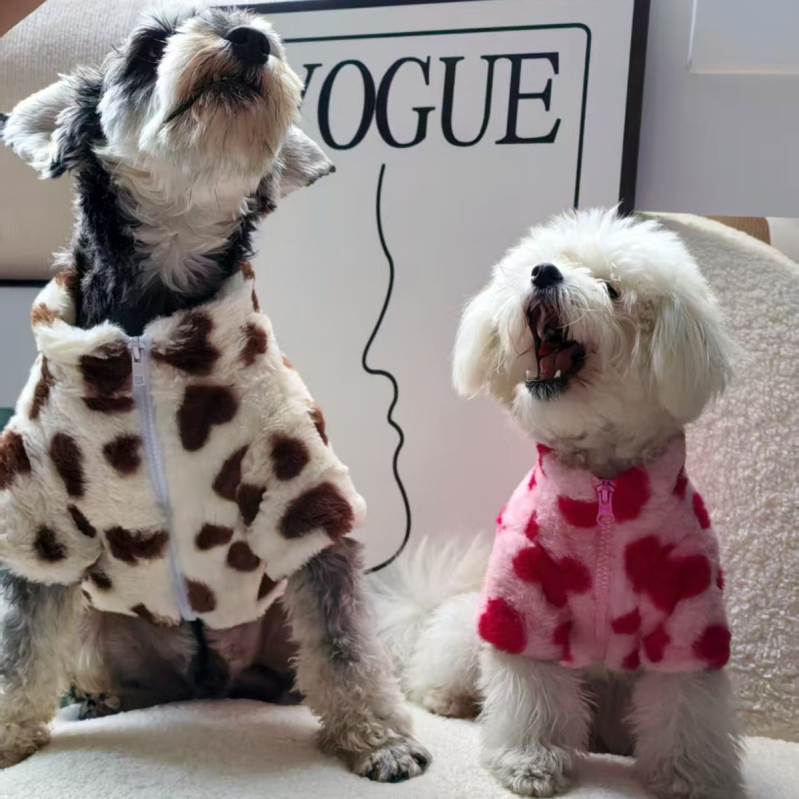 Haină de iarnă pentru câini, blană îngroșată, pentru câini de talie medie și mică, pentru pisici, Schanery VIP, haină caldă cu două picioare