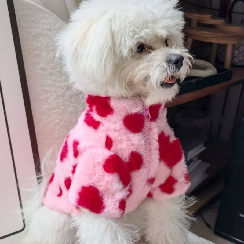 Haină de iarnă pentru câini, blană îngroșată, pentru câini de talie medie și mică, pentru pisici, Schanery VIP, haină caldă cu două picioare