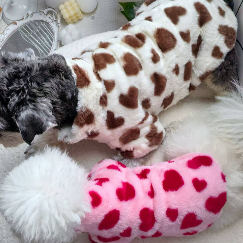 Haină de iarnă pentru câini, blană îngroșată, pentru câini de talie medie și mică, pentru pisici, Schanery VIP, haină caldă cu două picioare